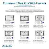 Elkay Crosstown 33" Dual Mount Stainless Steel Kitchen Sink Kit with Faucet, 50/50 with Aqua Divide Double Bowl, Polished Satin, 1 Faucet Hole, ECTSRA33229TFC