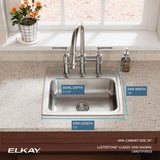 Elkay Lustertone Classic 19" Drop In/Topmount Stainless Steel ADA Kitchen Sink, Lustrous Satin, 3 Faucet Holes, LRAD1918553