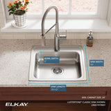 Elkay Lustertone Classic 20" Drop In/Topmount Stainless Steel ADA Kitchen Sink, Lustrous Satin, 1 Faucet Hole, LRAD1919501
