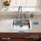 Elkay Lustertone Classic 20" Drop In/Topmount Stainless Steel ADA Kitchen Sink, Lustrous Satin, 3 Faucet Holes, LRAD1919503