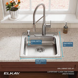 Elkay Lustertone Classic 20" Drop In/Topmount Stainless Steel ADA Kitchen Sink, Lustrous Satin, OS4 Faucet Holes, LRAD191950OS4