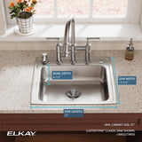 Elkay Lustertone Classic 22" Drop In/Topmount Stainless Steel ADA Kitchen Sink, Lustrous Satin, 5 Faucet Holes, LRAD2219655