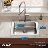 Elkay Lustertone Classic 22" Drop In/Topmount Stainless Steel ADA Kitchen Sink, Lustrous Satin, MR2 Faucet Holes, LRAD221965MR2