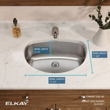 Elkay Asana 20" Stainless Steel Bathroom Sink, Lustrous Satin, ELUH1811