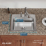 Elkay Celebrity 22" Drop In/Topmount Stainless Steel Kitchen Sink, Brushed Satin, 2 Faucet Holes, PSR22192
