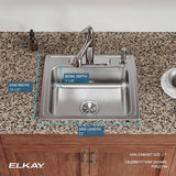 Elkay Celebrity 22" Drop In/Topmount Stainless Steel Kitchen Sink, Brushed Satin, 4 Faucet Holes, PSR22194