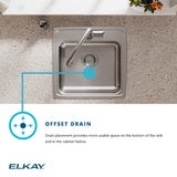 Elkay Lustertone Classic 22" Drop In/Topmount Stainless Steel ADA Kitchen Sink, Lustrous Satin, 5 Faucet Holes, LRAD2219655