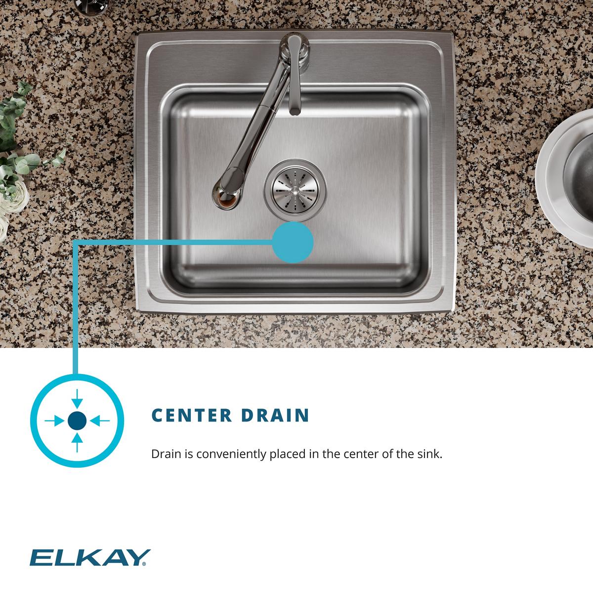 Elkay Celebrity 22" Drop In/Topmount Stainless Steel Kitchen Sink, Brushed Satin, 4 Faucet Holes, PSR22194