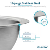 Elkay Asana 20" Stainless Steel Bathroom Sink, Lustrous Satin, ELUH1811