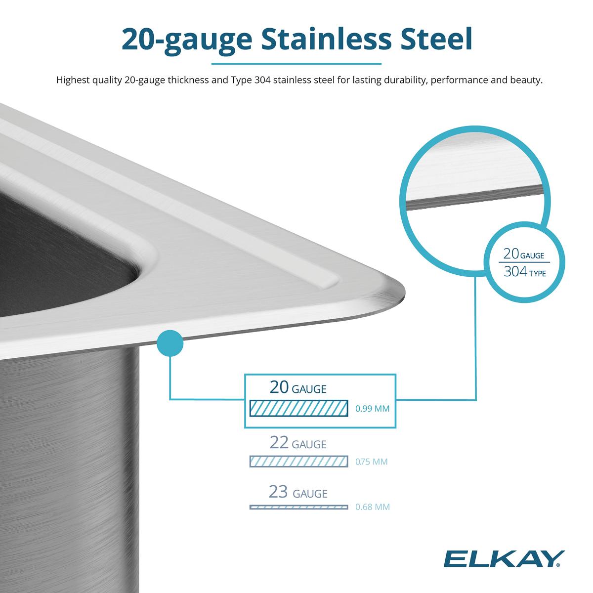 Elkay Celebrity 22" Drop In/Topmount Stainless Steel Kitchen Sink, Brushed Satin, 4 Faucet Holes, PSR22194