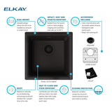Elkay Quartz Classic 16" Rectangular Quartz Bar/Prep Sink Kit, Black, ELG1616BK0C