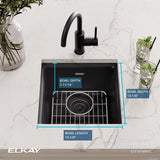 Elkay Quartz Classic 16" Rectangular Quartz Bar/Prep Sink Kit, Black, ELG1616BK0C