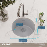 Elkay Quartz Classic 18" Dual Mount Quartz Kitchen Sink, 50/50 Double Bowl, Greystone, ELG16FBGS0