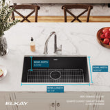 Elkay Quartz Classic 33" Undermount Quartz Kitchen Sink Kit, Black, ELGRU13322BK0C