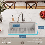 Elkay Quartz Classic 33" Undermount Quartz Kitchen Sink Kit, White, ELGRU13322WH0C