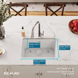 Elkay Quartz Classic 25" Undermount Quartz Kitchen Sink Kit, White, ELGU2522WH0C