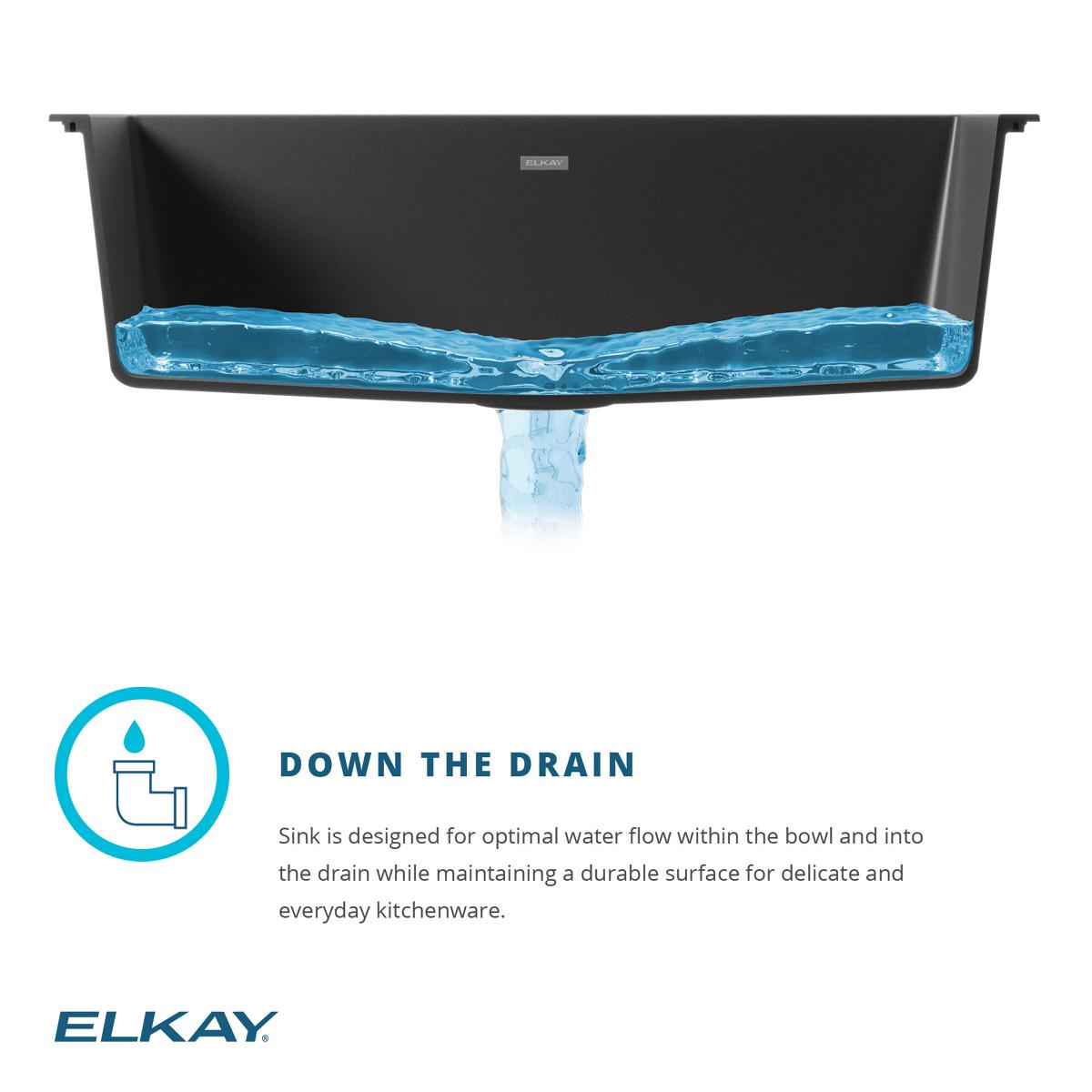 Elkay Quartz Classic 25" Drop In/Topmount Quartz Kitchen Sink Kit with Faucet, Single Bowl Greystone, 5 Pre-scored Faucet Holes, ELG2522GS0FLC