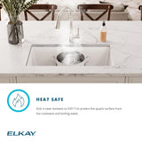 Elkay Quartz Classic 18" Dual Mount Quartz Kitchen Sink, 50/50 Double Bowl, Greystone, ELG16FBGS0