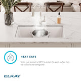 Elkay Quartz Classic 25" Undermount Quartz Kitchen Sink Kit, White, ELGU2522WH0C