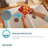 Elkay Quartz Classic 33" Undermount Quartz Kitchen Sink Kit, 60/40 Double Bowl, White, ELGHU3322RWH0C