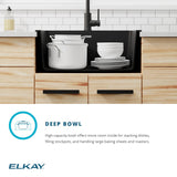 Elkay Quartz Classic 25" Drop In/Topmount Quartz Kitchen Sink Kit with Faucet, Single Bowl Black, 5 Pre-scored Faucet Holes, ELG2522BK0FLC