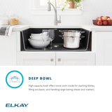 Elkay Quartz Classic 33" Undermount Quartz Kitchen Sink Kit with Faucet, Single Bowl Mocha, ELGRU13322MCFLC