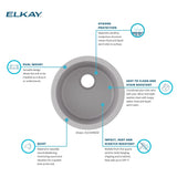 Elkay Quartz Classic 18" Dual Mount Quartz Kitchen Sink, 50/50 Double Bowl, Greystone, ELG16FBGS0