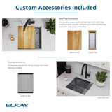 Elkay Crosstown 19" Rectangle Stainless Steel Workstation Bar/Prep Sink with Accessories, Polished Satin, 18 Gauge, ECTRU17169W