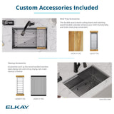 Elkay Crosstown 29" Undermount Stainless Steel Workstation Kitchen Sink with Accessories, Polished Satin, 16 Gauge, EFRU27169RW