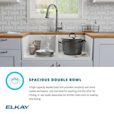 Elkay 33" Fireclay Farmhouse Sink Kit, 50/50 Double Bowl, White, SWUF32189WHC