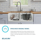 Elkay 33" Fireclay Farmhouse Sink Kit with Faucet, 50/50 Double Bowl, White, SWUF32189WHFLC