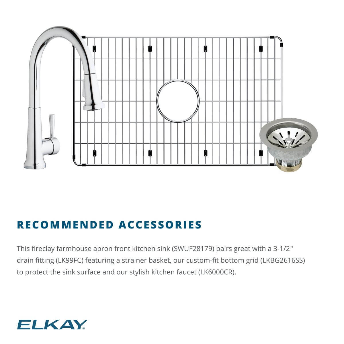 Elkay 30" Fireclay Farmhouse Sink, Matte Gray, SWUF28179MG