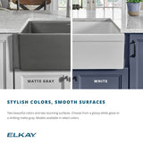 Elkay 30" Fireclay Farmhouse Sink, Matte Gray, SWUF28179MG