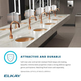 Elkay 20" Drop In/Topmount CuVerro Antimicrobial Copper ADA Kitchen Sink, Lustrous Satin, 3 Faucet Holes, LRAD1919653-CU