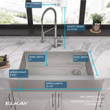 Elkay Crosstown 36" Stainless Steel Farmhouse Sink with Faucet, Polished Satin, 18 Gauge, ECTRUF30179RFCC