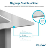 Elkay Crosstown 26" Undermount Stainless Steel Workstation Kitchen Sink Kit with Accessories, Polished Satin, 18 Gauge, ECTRU24169RTWC