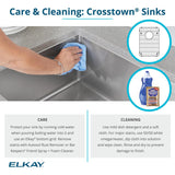 Elkay Crosstown 33" Dual Mount Stainless Steel Kitchen Sink Kit with Faucet, Polished Satin, 1 Faucet Hole, ECTSRS33229TFC