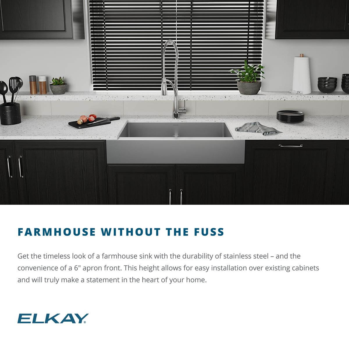 Elkay Crosstown 36" Stainless Steel Farmhouse Sink with Faucet, 60/40 Double Bowl, Polished Satin, 18 Gauge, ECTRUF32179RFCC