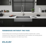 Elkay Crosstown 36" Stainless Steel Farmhouse Sink with Faucet, Polished Satin, 18 Gauge, ECTRUF30179RFCC