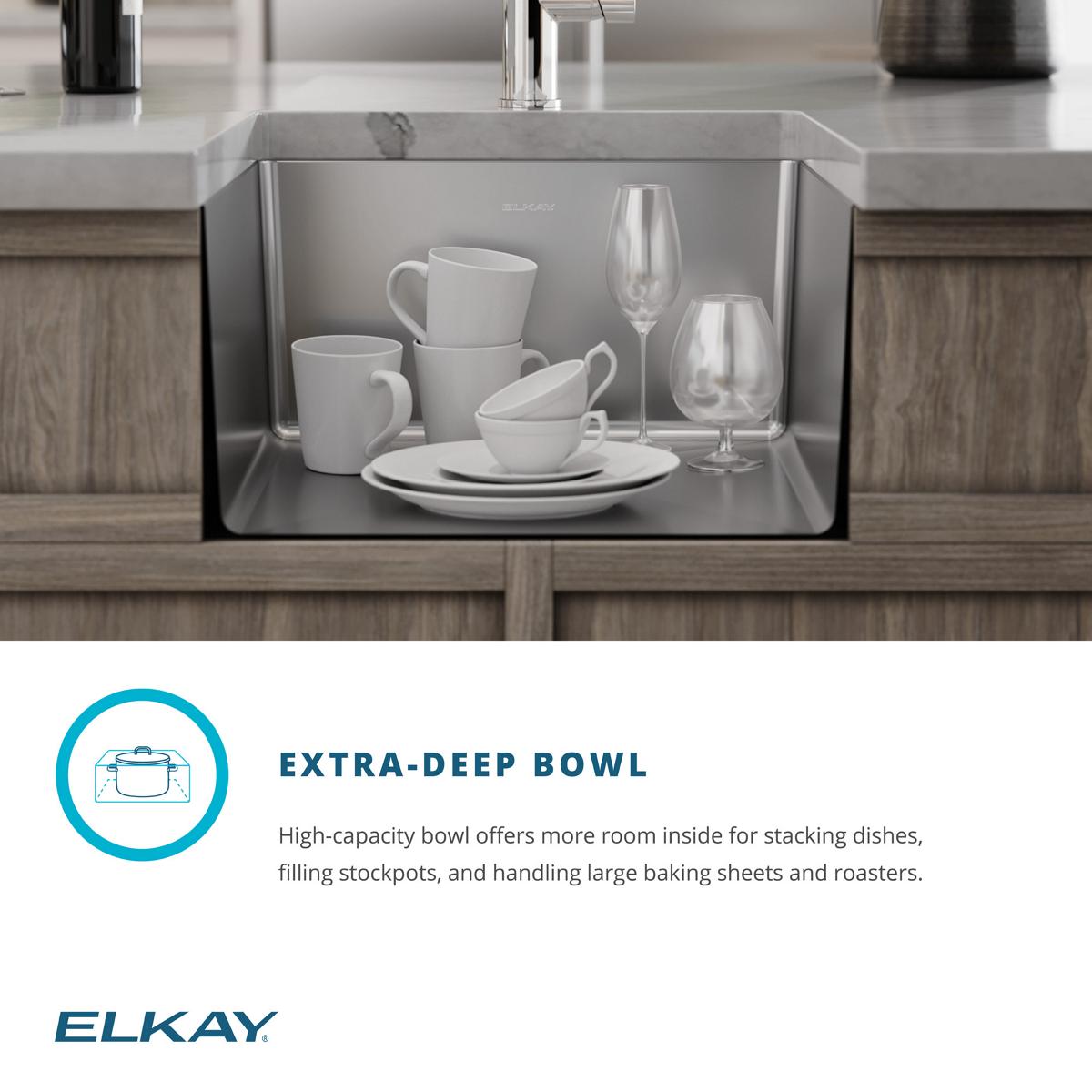 Elkay Crosstown 19" Undermount Stainless Steel Kitchen Sink with Faucet, Polished Satin, 18 Gauge, ECTRU17179TFCC