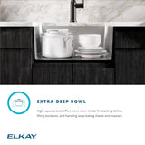 Elkay Crosstown 23" Undermount Stainless Steel Kitchen Sink with Faucet, Polished Satin, 18 Gauge, ECTRU21179TFCBC