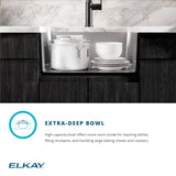 Elkay Crosstown 23" Undermount Stainless Steel Kitchen Sink with Faucet, Polished Satin, 18 Gauge, ECTRU21179TFCC