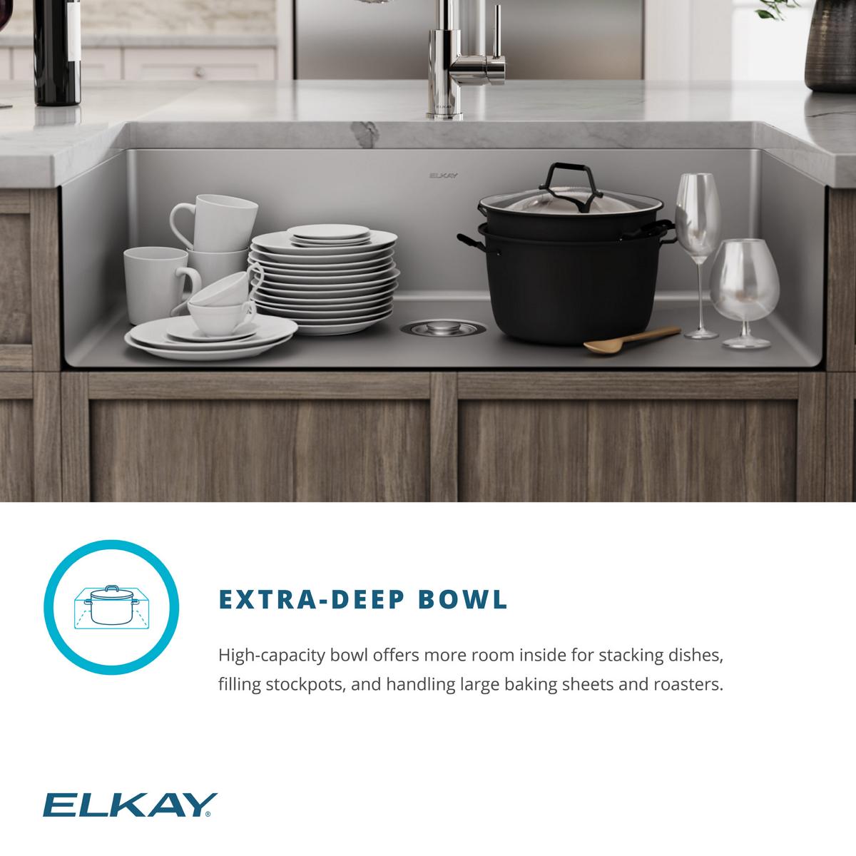 Elkay Crosstown 37" Undermount Stainless Steel Kitchen Sink with Faucet, Polished Satin, 18 Gauge, ECTRU35179TFCC
