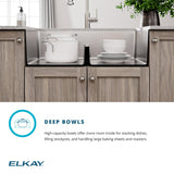 Elkay Crosstown 32" Undermount Stainless Steel Workstation Kitchen Sink with Faucet, 50/50 with Aqua Divide Double Bowl, Polished Satin, 18 Gauge, ECTRUA31169TFCW