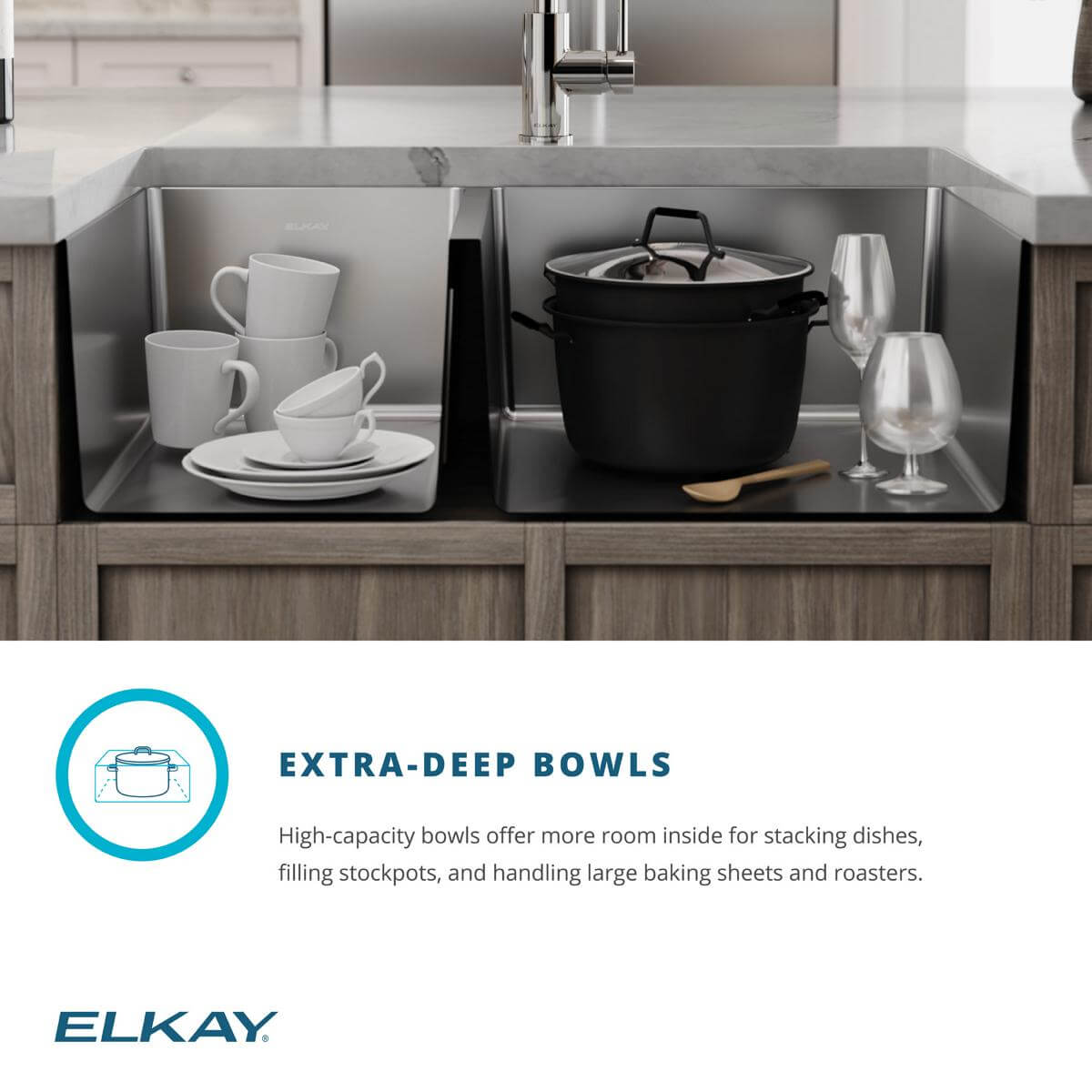 Elkay Crosstown 36" Stainless Steel Farmhouse Sink with Faucet, 60/40 Double Bowl, Polished Satin, 18 Gauge, ECTRUF32179RFCC