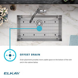 Elkay Crosstown 31" Undermount Stainless Steel Kitchen Sink Kit with Faucet, 50/50 Double Bowl, Polished Satin, 1 Faucet Hole, EFRU311810TFC