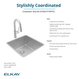 Elkay Crosstown 19" Undermount Stainless Steel Kitchen Sink with Faucet, Polished Satin, 18 Gauge, ECTRU17179TFCC