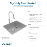 Elkay Crosstown 23" Undermount Stainless Steel Kitchen Sink with Faucet, Polished Satin, 18 Gauge, ECTRU21179TFCBC