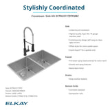 Elkay Crosstown 32" Undermount Stainless Steel Kitchen Sink with Faucet, 50/50 Double Bowl, Polished Satin, 18 Gauge, ECTRU31179TFMBC