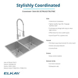 Elkay Crosstown 32" Undermount Stainless Steel Kitchen Sink with Faucet, 40/60 Double Bowl, Polished Satin, 18 Gauge, ECTRU32179LTFBC